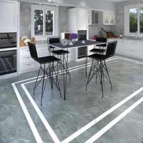 Kenzlife Hem105Zengin 130x70 cm Gri Siyah Masa ve 4 Adet Sırt Minderli Siyah Sandalye Takımı