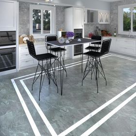 Kenzlife Hem105Zengin 130x70 cm Gri Siyah Masa ve 4 Adet Sırt Minderli Siyah Sandalye Takımı