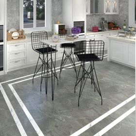 Kenzlife HEM105ZENGIN 140x40 cm Beyaz Siyah Masa ve 3 Adet Siyah Sandalye Takımı