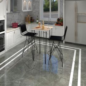 Kenzlife Hem105Zengin 70x70 cm Beyaz Siyah Masa ve 2 Adet Sırt Minderli Siyah Sandalye Takımı