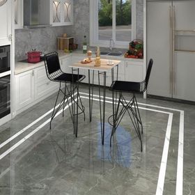 Kenzlife Hem105Zengin 70x70 cm Beyaz Siyah Masa ve 2 Adet Sırt Minderli Siyah Sandalye Takımı