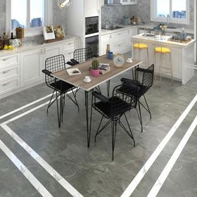 Kenzlife Hem75Mazlum 100x70 cm Beyaz Siyah Masa ve 4 Adet Kolçaklı Siyah Sandalye Takımı
