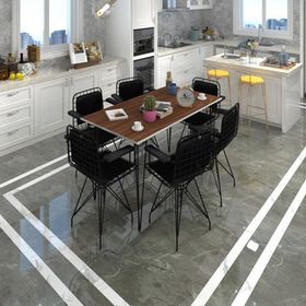 Kenzlife Hem75Mazlum 130x70 CM Siyah Ceviz Masa ve Kolçaklı Sırt Minderli Sandalye Takımı
