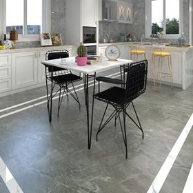 Kenzlife Hem75Mazlum 60x60 cm Siyah Beyaz Masa ve Sırt Minderli Sandalye Takımı