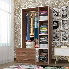 Kenzlife Hülagü 175x90x40 Ceviz 2 Çekmeceli Ceviz Gardrop