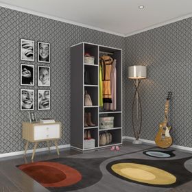 Kenzlife Hüsamettin 180x40 Gri Giysi Dolabı Gardrop