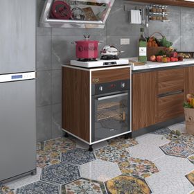 Kenzlife Kalimera Cvz 85x60x56 Fırın Ocak Dolabı Ayarlı Ayaklı Üstü Kapalı Ceviz Ankastre Modülü Kabini