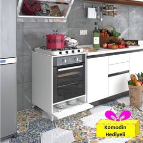 Kenzlife Krom Ankastre Modülü Kabini Beyaz Fırın Ocak Mutfak Dolabı