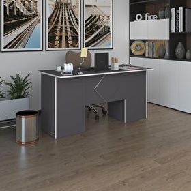 Kenzlife Kuma Kengo 75x160x60 cm Raflı Dolap Çiftli Eşkenar Gri Ofis Masası