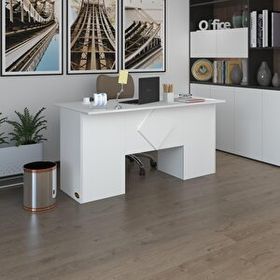 Kenzlife Kuma Kengo 75x160x80 cm Kilitli Kapaklı Dolap Çiftli Eşkenar Beyaz Ofis Masası