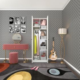 Kenzlife Leylak 173x60x42 CM 2 Kapılı Kapaklı Beyaz Gardırop