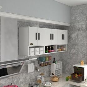 Kenzlife Liberato 60x150x22 cm Beyaz Kapaklı Raflı Hazır Mutfak Dolabı