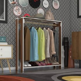 Kenzlife Maksut 135x100x40 Ceviz Askılık Ayakkabılık Giysi Dolabı Gardrop