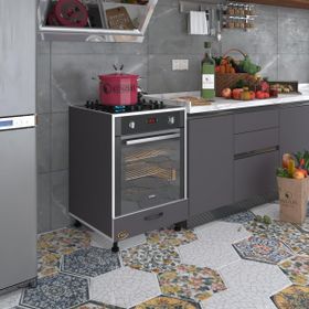 Kenzlife Malik Ejder Gri Fırın Ocak Dolabı Kapaklı Ayarlı Ayaklı Gri Ankastre Modülü Kabini