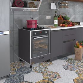 Kenzlife Malik Ejder Gri Fırın Ocak Dolabı Kapaklı Ayarlı Ayaklı Gri Ankastre Modülü Kabini