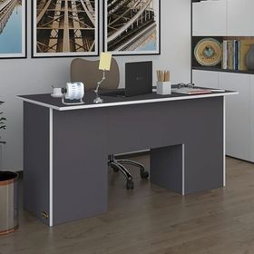 Kenzlife Masi Oka 75x150x80 cm Çift Raflı Dolap Gri Çalışma Masası