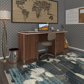 Kenzlife Masi Oka 75x160x60 cm Ceviz Kilitli Kapaklı Çift Dolaplı Ofis Masası