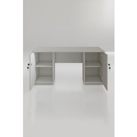 Kenzlife Masi Oka 75x160x80 cm Beyaz Kilitli Kapaklı Çift Dolaplı Ofis Masası
