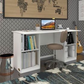 Kenzlife Masi Oka 75x160x80 cm Çift Raflı Dolap Beyaz Çalışma Masası