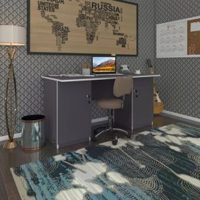 Kenzlife Masi OKA 75x170x80 cm Kilitli Kapaklı Çiftli Dolap Gri Ofis Masası