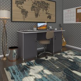 Kenzlife Masi OKA 75x170x80 cm Kilitli Kapaklı Çiftli Dolap Gri Ofis Masası