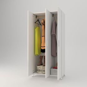 Kenzlife Menekşe 3 Kapaklı Kapılı 168x80x42 CM Beyaz Gardrop