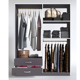 Kenzlife Mengühan 175*90*40 Gri Tek Çekmeceli Gardrop