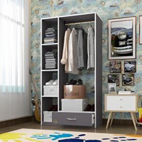Kenzlife Mengühan 175x90x40 Gri 1 Çekmeceli Giysi Dolabı Gardrop