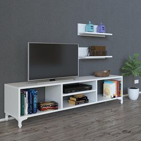 Kenzlife Monako120 Raflı Beyaz TV Ünitesi