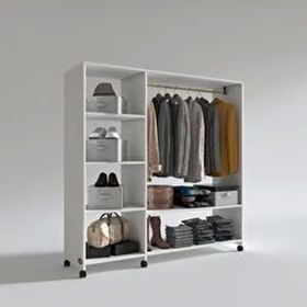 Kenzlife Mükremin 150x150x40 Beyaz Tekerlekli Beyaz Giysi Dolabı Gardrop