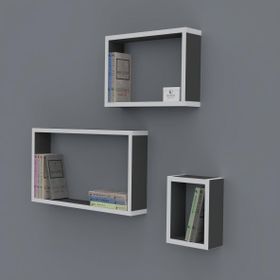 Kenzlife Neslişah 030*060*20*3 Gri Duvar Rafı Kitaplık