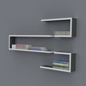 Kenzlife Nevres 060*100*20 Gri Duvar Rafı Kitaplık