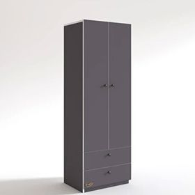 Kenzlife Nilüfer 173x60x42 CM 2 Kapılı Kapaklı 2 Çekmeceli Gri Gardırop