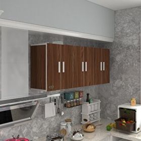 Kenzlife Nonus 60x150x22 cm Kapaklı Raflı Ceviz Mutfak Banyo Dolabı