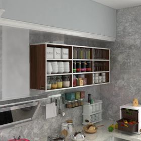 Kenzlife Orela Ceviz 60x150x22 cm Kapaksız Raflı Beyaz Hazır Mutfak Dolabı