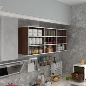 Kenzlife Orela Ceviz 60x150x22 cm Kapaksız Raflı Beyaz Hazır Mutfak Dolabı