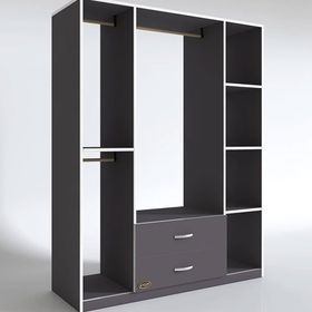 Kenzlife Orhan 175*120*40 Gri 2 Çekmeceli Gardrop
