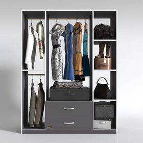 Kenzlife Orhan 175*120*40 Gri 2 Çekmeceli Gardrop
