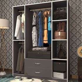 Kenzlife Orhan 175*120*40 Gri 2 Çekmeceli Gardrop
