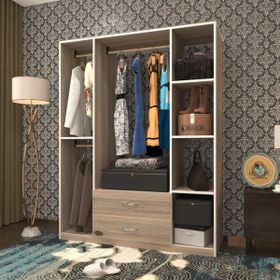 Kenzlife Orhan 175X120X40 CM Crd 2 Çekmeceli Kahverengi Gardrop