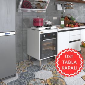 Kenzlife Pança Tantra Byz 89-81x60x56 Fırın Ocak Dolabı Ayarlı Ayaklı Üstü Kapalı Ankastre Modülü Kabini