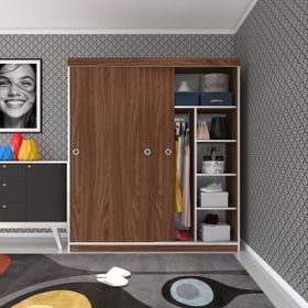 Kenzlife Papatya Sürgülü Kapaklı 160 CM Ceviz Gardrop