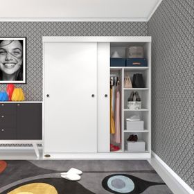 Kenzlife Papatya Sürgülü Kapaklı Beyaz 160 CM Gardrop