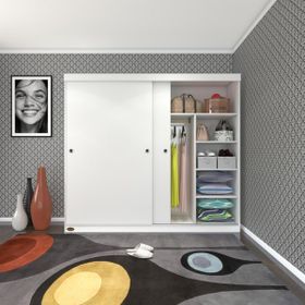 Kenzlife Papatya Sürgülü Kapaklı Beyaz 200 CM Gardrop
