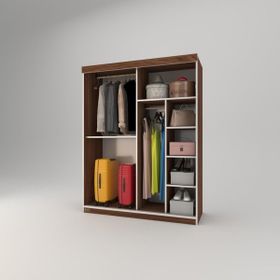 Kenzlife Papatya Sürgülü Kapaklı Ceviz 140 CM Gardrop