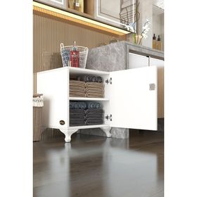 Kenzlife Rana39 Mat Beyaz 47x39x39 CM Kilitli Banyo Dolabı