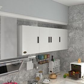 Kenzlife Silvanus Beyaz 60x180x32 CM Kapaklı Raflı Mutfak ve Banyo Dolabı