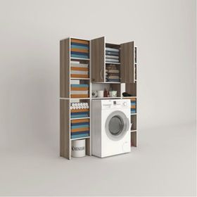 Kenzlife Sinemmaksduble Crd 180x126x30 cm Kapaklı Arkalıklı Raflı Çamaşır Makinesi Dolabı