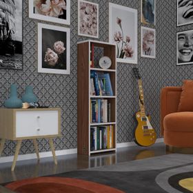 Kenzlife Süper Ga 120x40x19 cm 4 Katlı Tek Bölme Ceviz Kitaplık