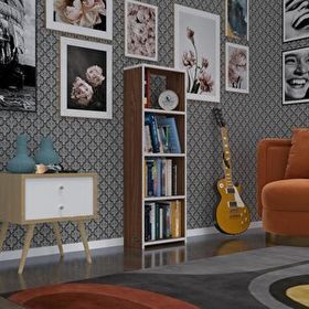 Kenzlife Süper Ga 120x40x19 cm 4 Katlı Tek Bölme Ceviz Kitaplık